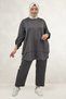 67074 Large Size Men's Collared Skirt and Modal Trousers Set - Anthracite