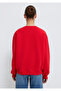 Crew Neck Red Basic Sweatshirt 1610198-80791 - 4