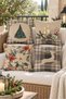 Double Sided Printed Velvet Texture Christmas Patterned 4-Piece Throw Pillow Set - 4