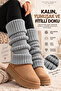 Original Premium Leg Warmer Acrylic Knit Warm Thick Soft Ribbed Texture Leg Ankle Warmer Fully Compatible with Boots Below the Knee Special Design Winter Leggings |   Compatible with All Foot Sizes - 4