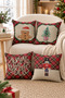 Double Sided Printed Velvet Texture Christmas Patterned 4-Piece Throw Pillow Set - 4