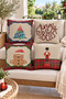 Double Sided Printed Velvet Texture Christmas Patterned 4-Piece Throw Pillow Set - 4