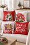 Double Sided Printed Velvet Texture Christmas Patterned 4-Piece Throw Pillow Set - 5