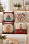 Double Sided Printed Velvet Texture Christmas Patterned 4-Piece Throw Pillow Set - 3