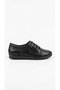 Plus-Plus014-0012 Genuine Leather Orthopedic Lace-up Zippered Women's Black Ballet Flats Flats - 8
