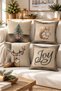 Double Sided Printed Velvet Texture Christmas Patterned 4-Piece Throw Pillow Set - 8