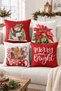Double Sided Printed Velvet Texture Christmas Patterned 4-Piece Throw Pillow Set - 7