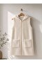 Gold Zippered Hooded Women's Beard Vest 80 cm