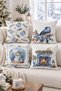 Double Sided Printed Velvet Texture Christmas Patterned 4-Piece Throw Pillow Set - 7