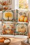 Velvet Texture Autumn and Halloween Special Pumpkin Patterned 4-Piece Throw Pillow Set - 7