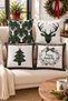 Double Sided Printed Velvet Texture Christmas Patterned 4-Piece Throw Pillow Set - 5