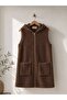 Gold Zippered Hooded Women's Beard Vest 80 cm