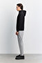 Men's Black Hooded Collar Interlock Sweatshirt with Kangaroo Pocket B001034 - 3