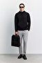 Men's Black Hooded Collar Interlock Sweatshirt with Kangaroo Pocket B001034 - 7
