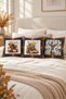 Autumn Patterned Velvet 3-Piece Throw Pillow Cover Set 43X43 cm - Decorative Pillowcases - 2