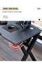 Gaming Table with Carbon Fiber Finish,Large Computer Desk for Home Office,Cable Management,Black,100cm - 4