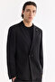Men's Black Mono Collar Linen Blend Single Button Comfort Fit Jacket A61Y4004 - 3