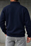 Men's Sweatshirt Relaxed Fit Cotton Fleece Inside Half Zipper Stand Collar Sweatshirt - 4
