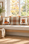 Autumn Patterned Velvet 3-Piece Throw Pillow Cover Set 43X43 cm - Decorative Pillowcases - 5