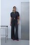 Women's Anthracite Double Zipper Blouse Pants Knitwear Set - 2