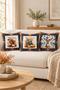 Autumn Patterned Velvet 3-Piece Throw Pillow Cover Set 43X43 cm - Decorative Pillowcases - 3