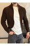 Men's Premium Zippered Reverse Knit Cardigan Bitter Brown Eca091 - 6
