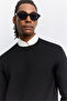 Men's Black Crew Neck Full Jacquard Long Sleeve Sweater A62Y5002 - 2