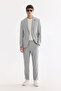 Men's Gray Mono Collar Double Slit Unlined Comfort Fit Jacket A61Y4009 - 4