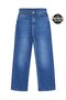 1055 Women's High Waist Snow Washed Wide Leg Wide Leg Jean Trousers Dark Blue - 2