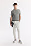 Men's Gray Polo Neck Viscose Blended Basic Knitwear Regular Fit T-Shirt B005120 - 7