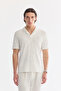 Men's Ecru Apaj Collar Easy-Iron Regular Fit T-Shirt A61Y1083