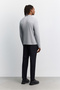 Men's Gray Polo Neck Zippered Rayon Non-Pilling Basic Knitwear Regular Fit Sweater B005150 - 3