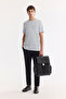 Men's Blue Crew Neck Printed Bi-Stretch Interlock Regular Fit T-Shirt A61Y1058 - 7