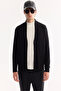 Men's Black Shawl Collar Buttoned Soft Touch Striped Regular Fit Cardigan A52Y5042 - 2