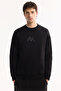 Men's Black Crew Neck Cotton Embossed Printed Regular Fit Sweatshirt A52Y1327 - 5