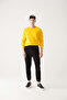 Men's Black Lace-Up Waist Elastic 3 Thread Raised Sweatpants E 003402