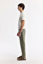 Men's Khaki Elastic Waist 100% Linen Relaxed Fit Trousers B003032 - 2