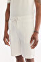 Men's White Interlock Regular Fit Shorts with Elastic Waist and Side Pockets A61Y3630 - 4