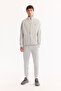 Men's Light Gray Lace-Up Waistband, Inner Lined, Elastane Technical Fabric, Regular Fit Sweatpants A52Y3401 - 7