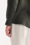 Men's Dark Green Button-Down Collar 100% Linen Comfort Fit Shirt B002191 - 3