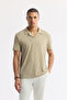 Men's Mink Apaj Collar Jacquard Elastane Regular Fit T-Shirt A51Y1069