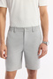 Men's Light Gray Side Elasticated Ribbed Bi-Stretch Slim Fit Chino Shorts A51Y3730 - 4