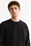 Men's Black Crew Neck Cotton Bi-Stretch Regular Fit Sweatshirt A52Y1271 - 6