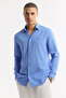 Men's Blue Bottom Britli Collar Striped Viscose Blend Comfort Fit Shirt A51Y2128 - 6