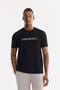 Men's Black Crew Neck Printed Bi-Stretch Interlock Regular Fit T-Shirt A61Y1061
