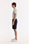 Men's Black Elastic Side Ribbed Relaxed Fit Chino Shorts A61Y3730 - 2