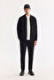 Men's Black Bomber Collar Zippered Cotton Easy-Iron Bi-Stretch Regular Fit Sweatshirt A61Y1201 - 5