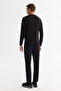 Men's Black Crew Neck Textured Regular Fit Knitwear Sweater E005109 - 5