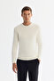 Men's Ecru Bicycle Double Collar Textured Cotton Knitwear Regular Fit Sweater A42Y5190