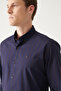 Men's Navy Blue Poplin 100% Cotton Striped Shirt A31Y2002 - 2